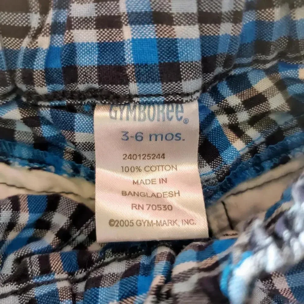 Gymboree Blue Plaid Casual Boy Shorts Size 3-6 Months EUC